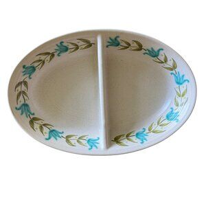 Vtg MCM Franciscan Tulip Time Divided Serving Dish 1963 - 73 Speckled Stoneware